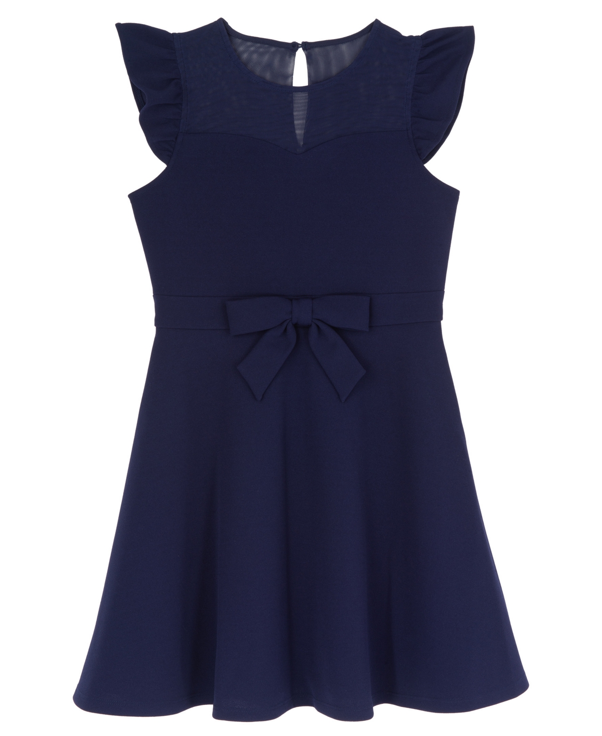 Rare Editions Girls' 4-16 Scuba Crepe Flutter-Sleeve Dress