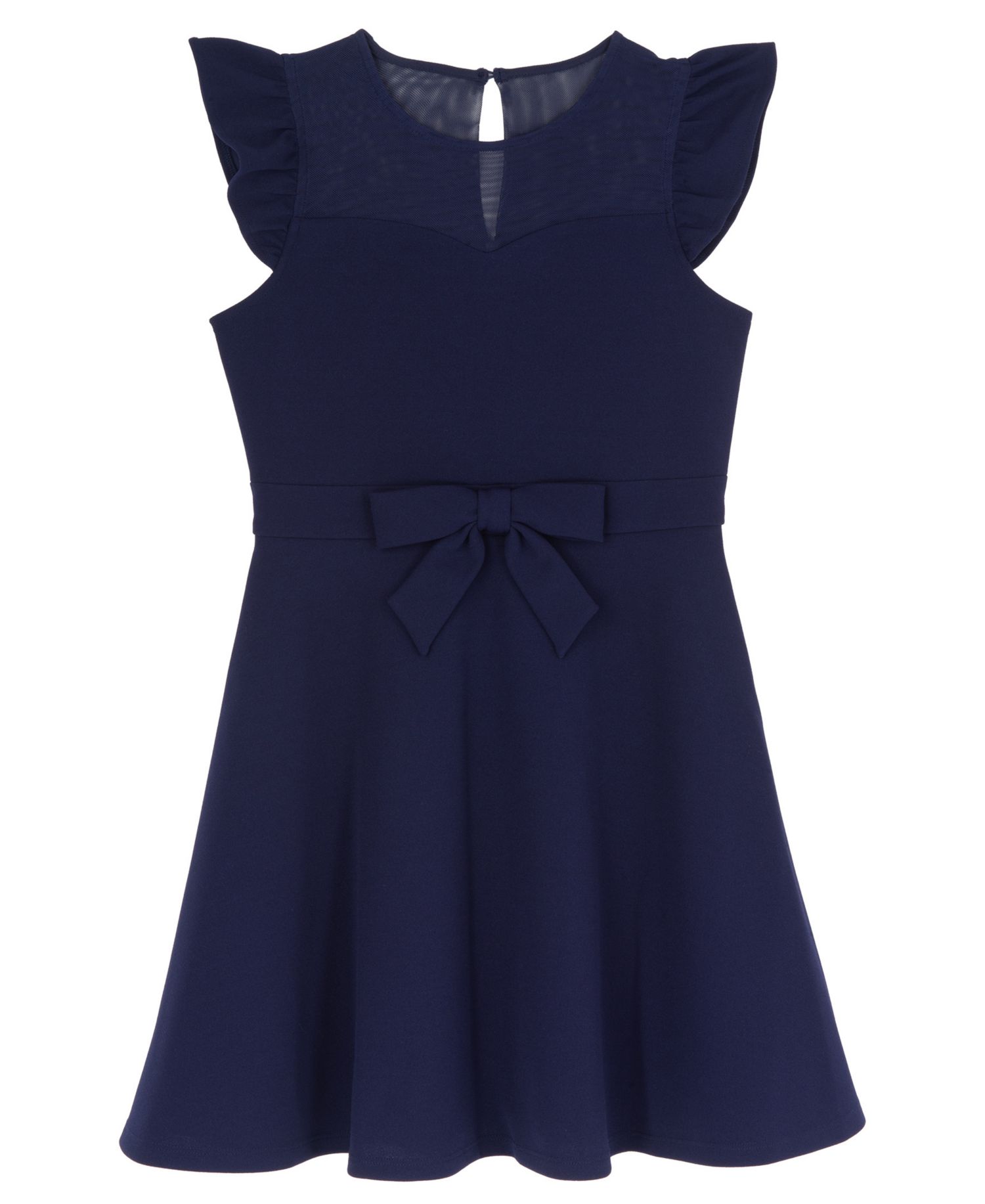 Girls' 4-16 Scuba Crepe Flutter-Sleeve Dress