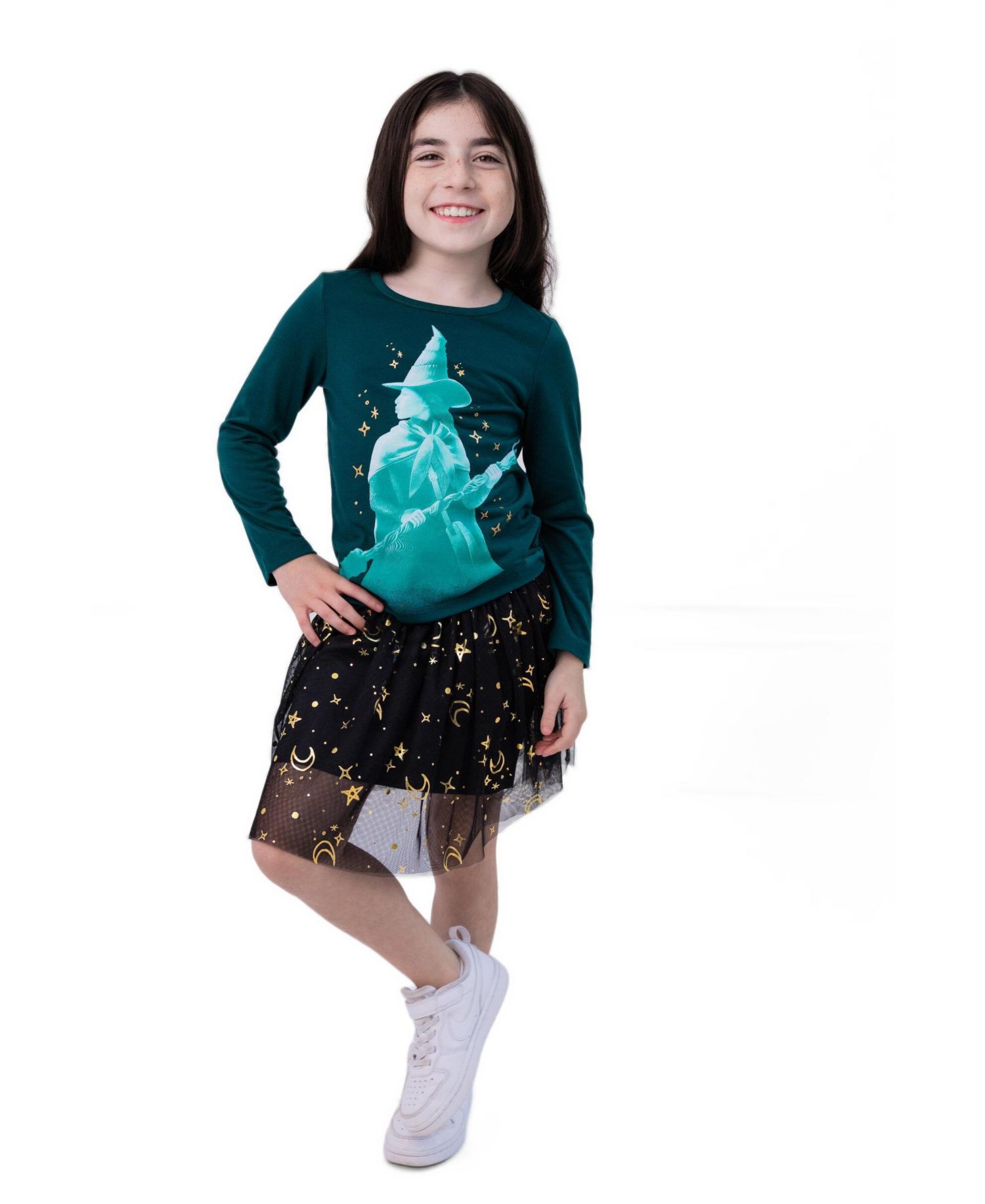 Girls' 4-16 Long-Sleeve Graphic-Print T-Shirt and Tutu Skirt, 2-Piece Set