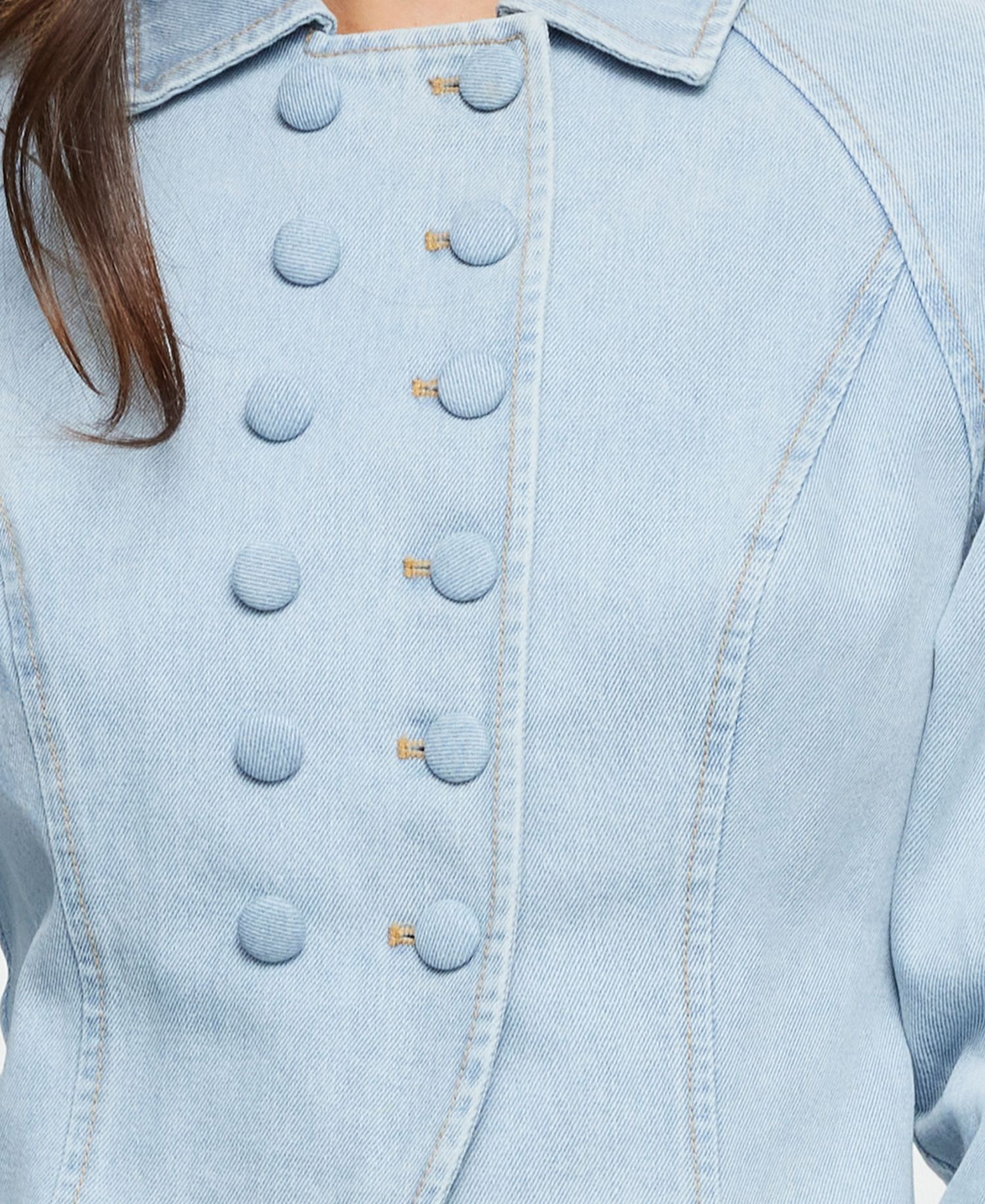 Women's Form Denim Cropped Double-Breasted Jacket