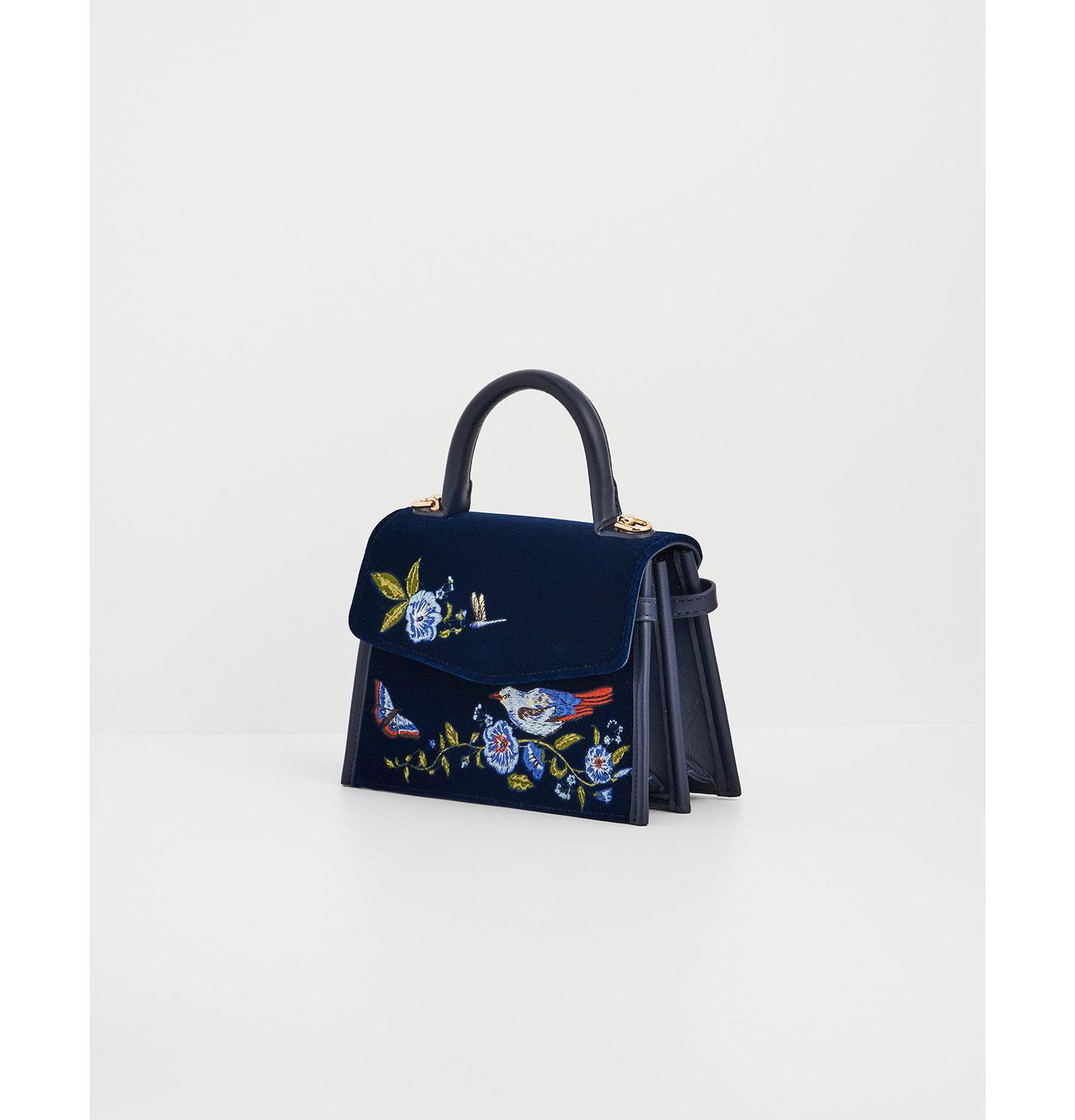 Женская сумка Fable England Eliza Nightingale Embroidered Top Handle, цвет: Тёмно-синий — фото 8