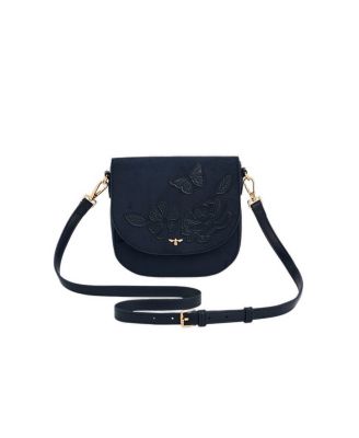 Beth Floral Applique Faux Suede Saddle Bag