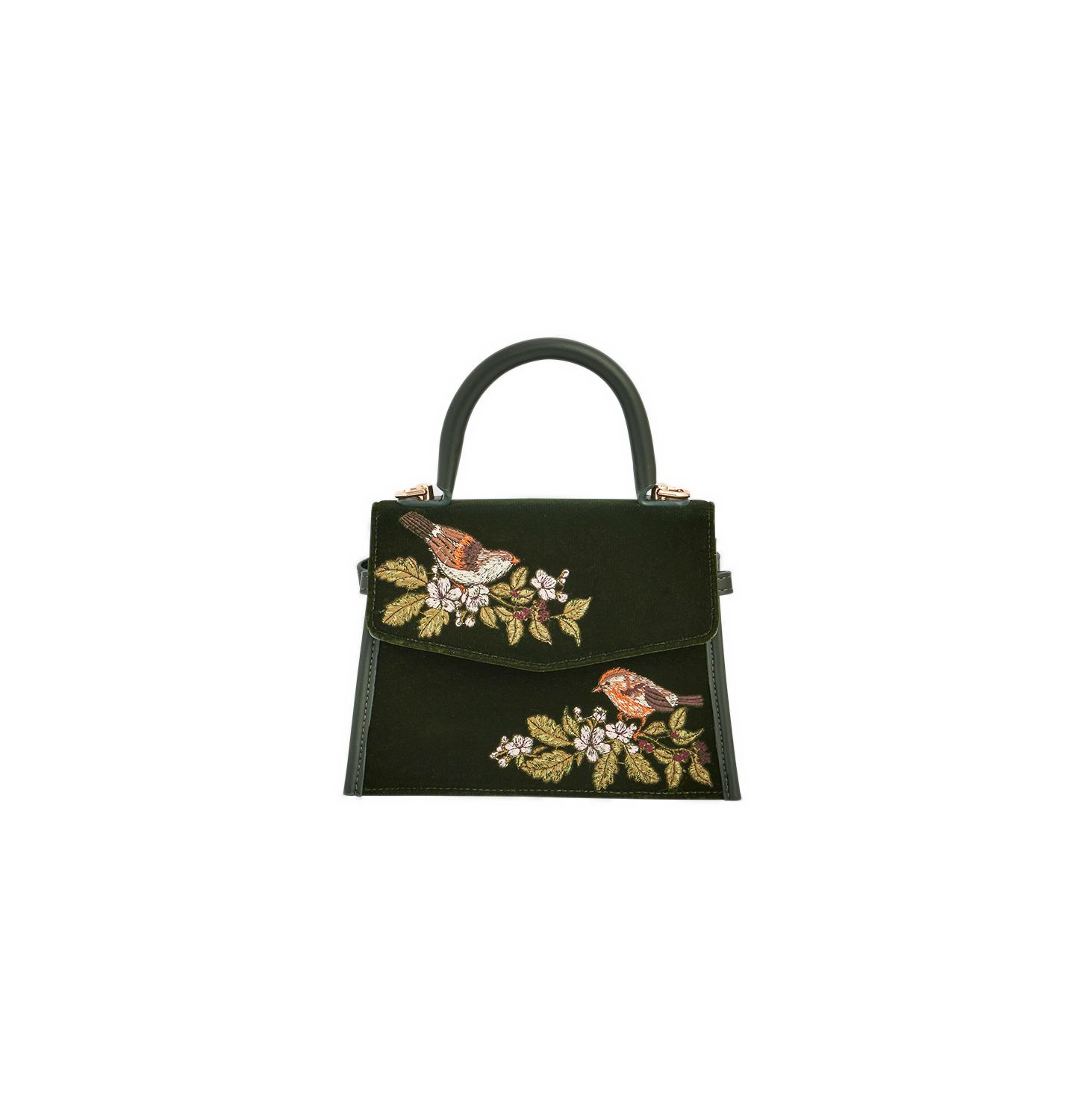 Женская сумка Fable England Eliza Wren Embroidered Top handle, цвет: Зелёный — фото 1