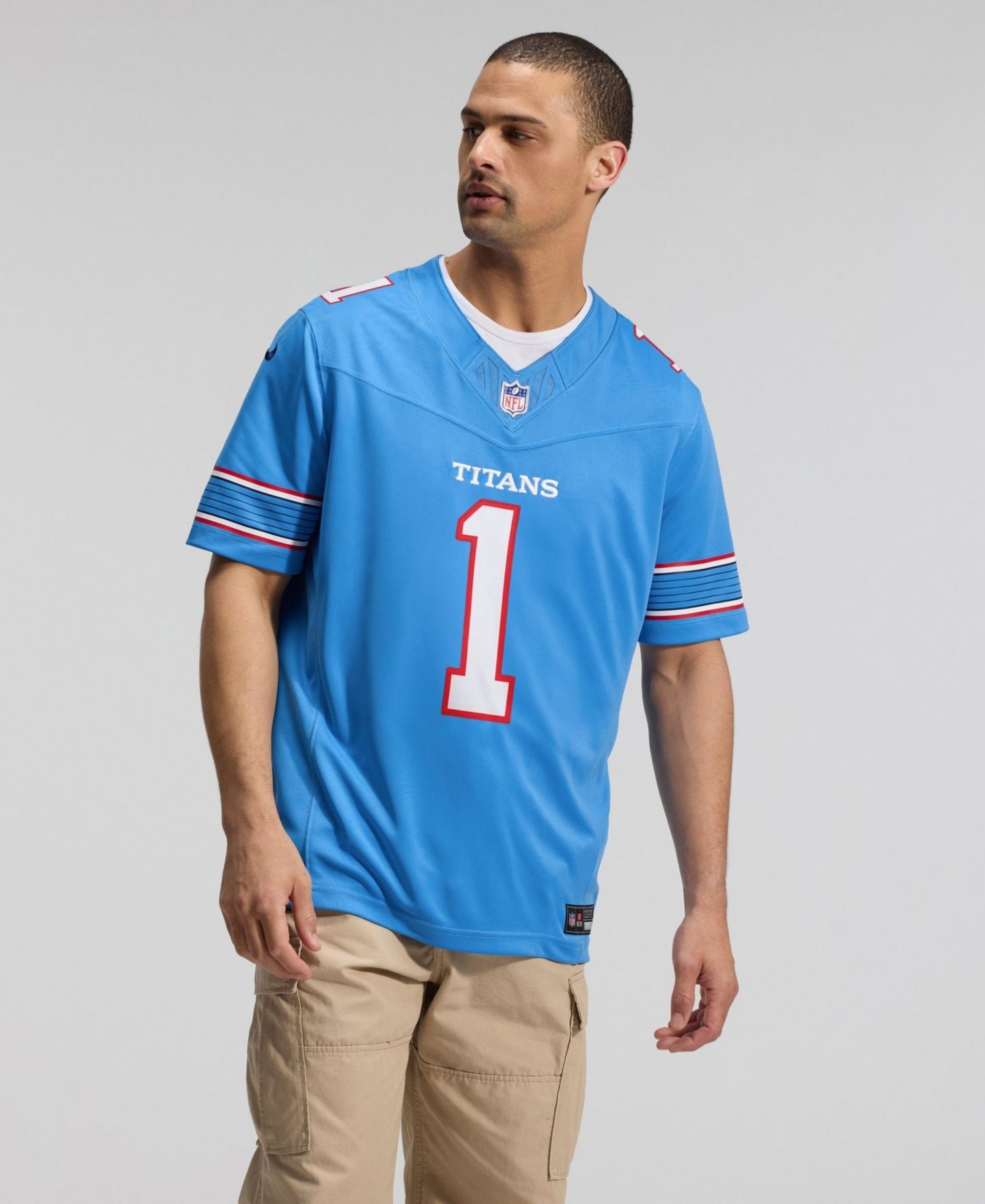 Мужской топ Nike Cameron Ward Light Blue Tennessee Titans Vapor F.U.S.E. Stitched Limited Jersey — фото 4