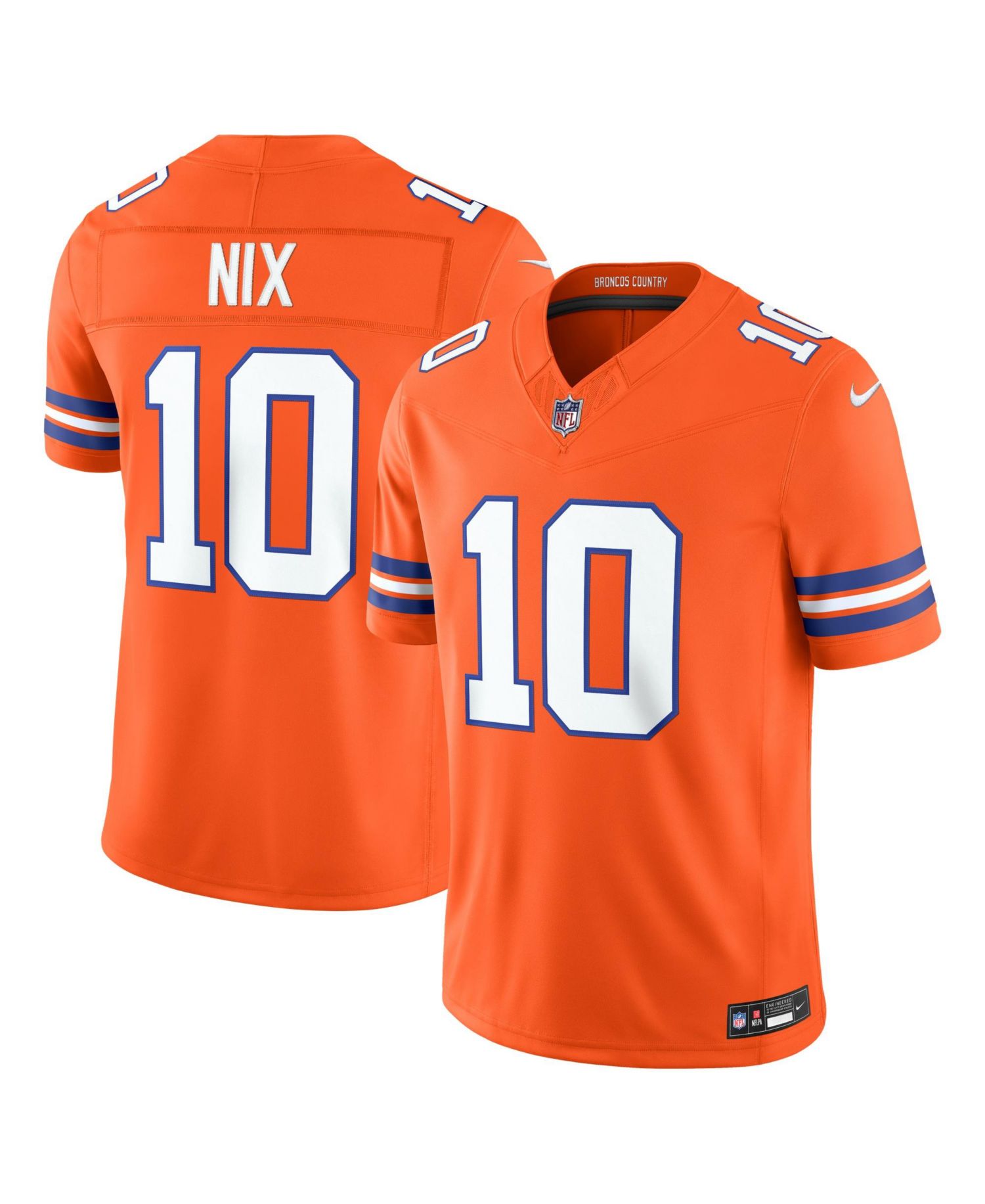 Men's Bo Nix Orange Denver Broncos Alternate Mile High Collection 1977 Throwback Vapor F.U.S.E. Stitched Limited Jersey