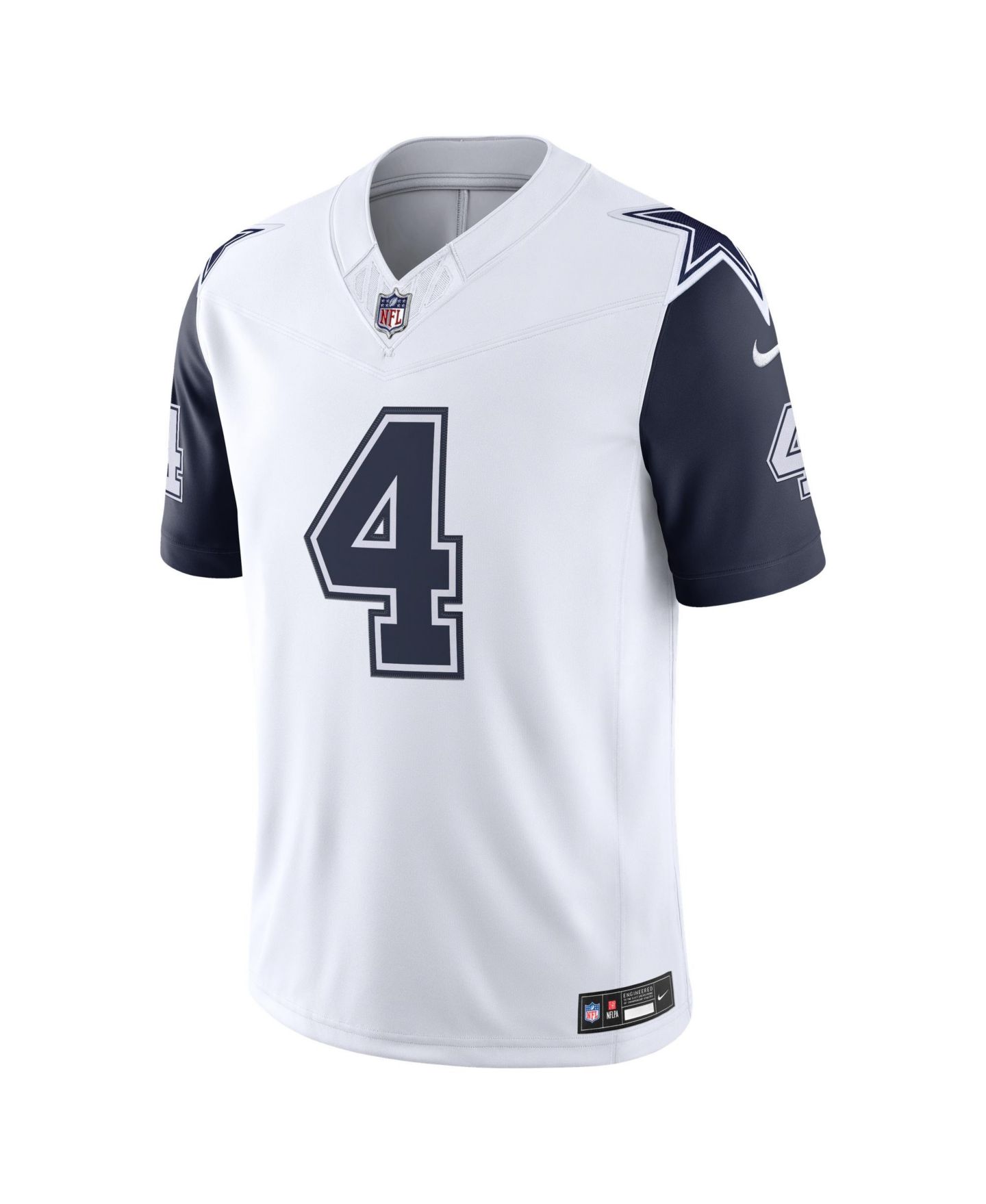 Мужской топ Nike Dak Prescott White Dallas Cowboys Alternate Vapor F.U.S.E. Stitched Limited Jersey — фото 2