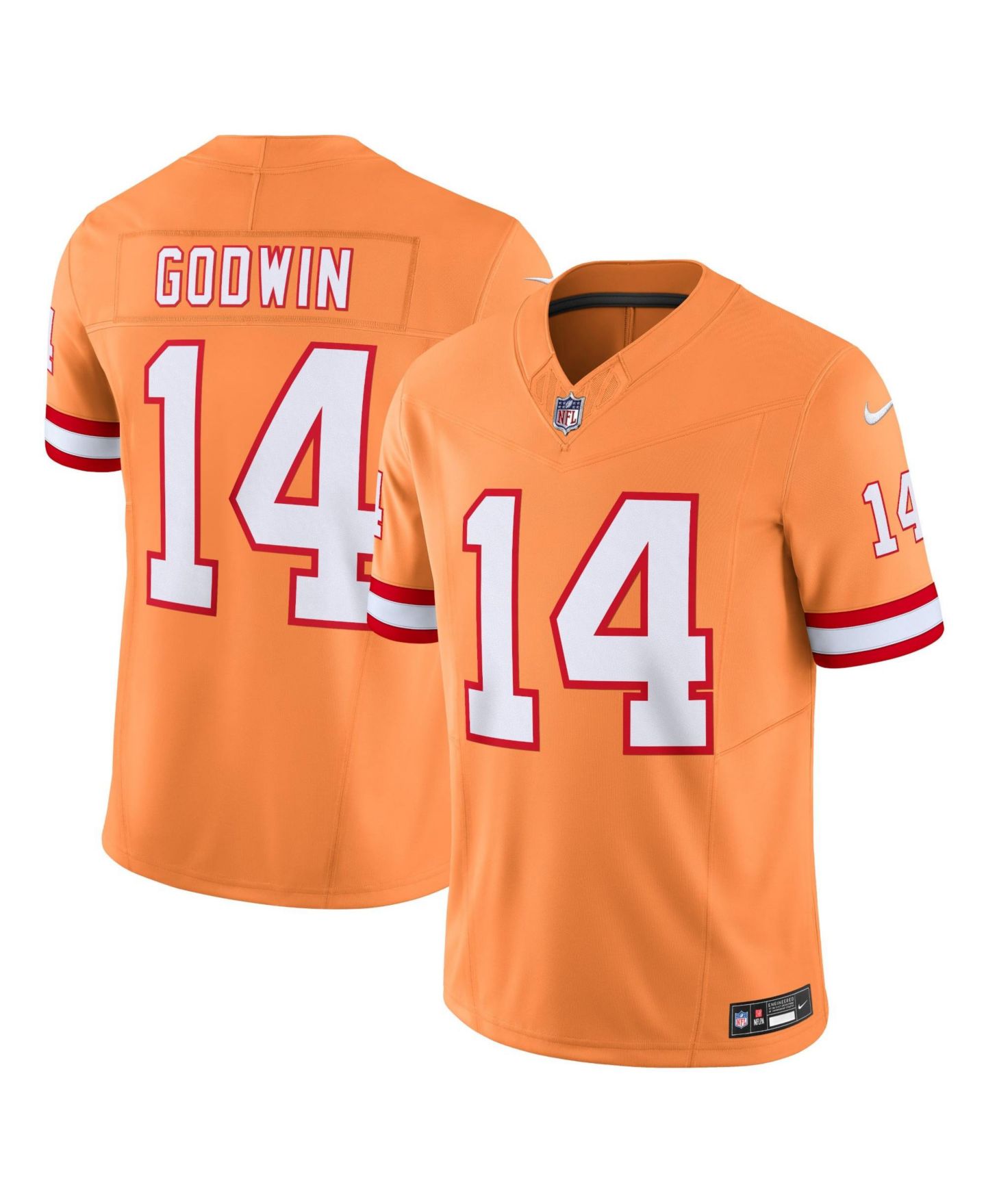 Мужской топ Nike Chris Godwin Orange Tampa Bay Buccaneers Throwback Vapor F.U.S.E. Limited Jersey — фото 1