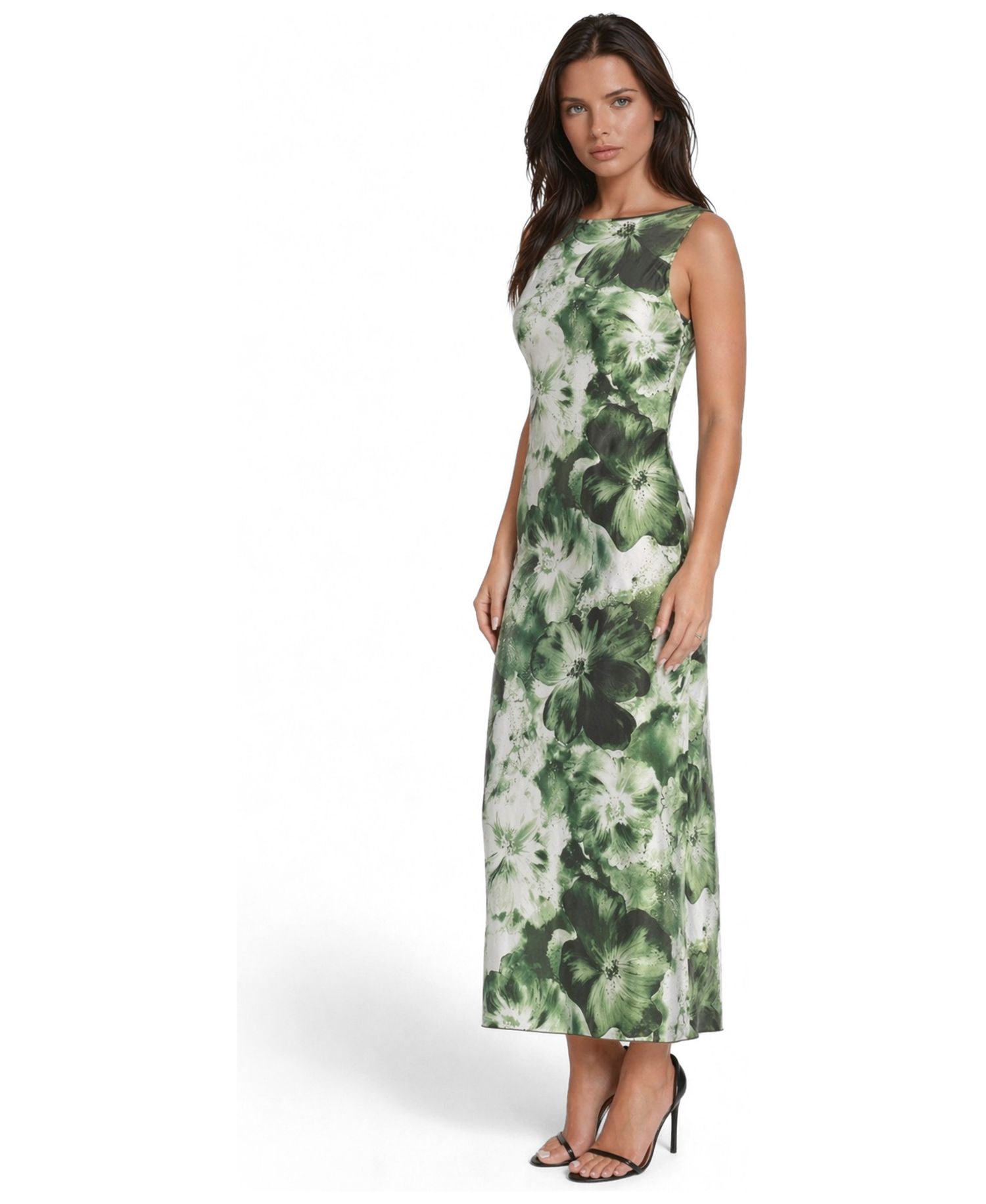 Women's Sleeveless A-Line Satin Maxi Dress