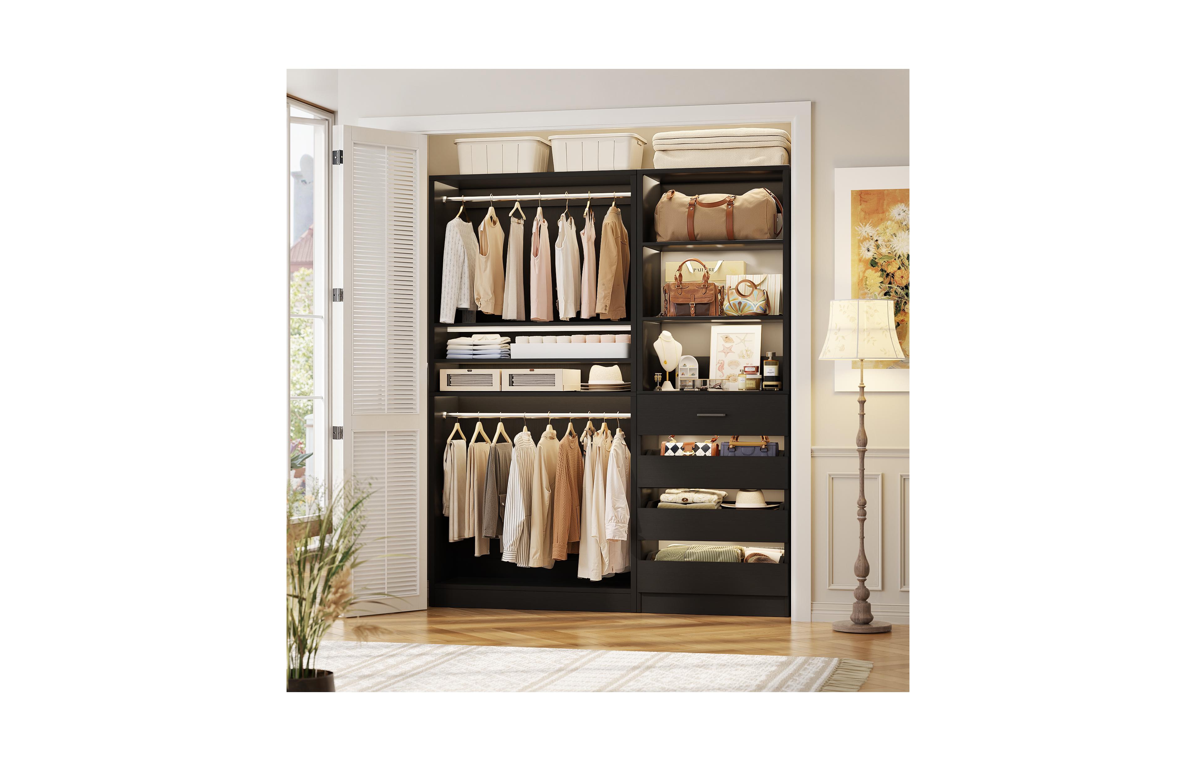 Aheaplus Heavy Duty Closet Organizers Set with 4-Drawers and Hanging Rods