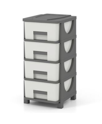 4-Drawer Plastic Storage Organizer Cabinet with Wide Tabletop