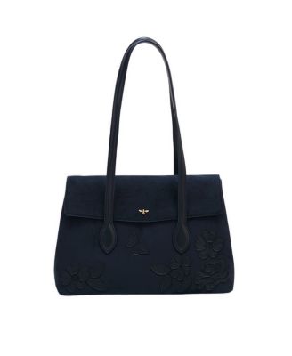 Romilly Floral applique Faux Suede Shoulder Bag