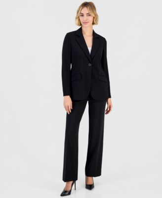 Women's Wide-Leg Stretch Notched-Collar Jacket and Pants, 2-Piece Suit