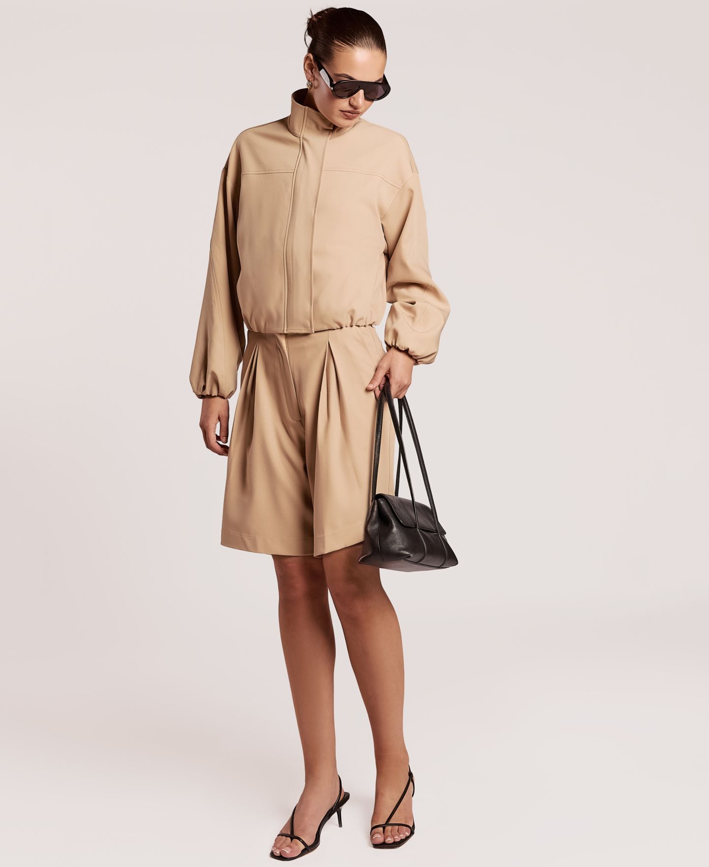 Женские шорты 4th & Reckless Burton High-Rise Wide-Leg Pleated, цвет: Бежевый — фото 4