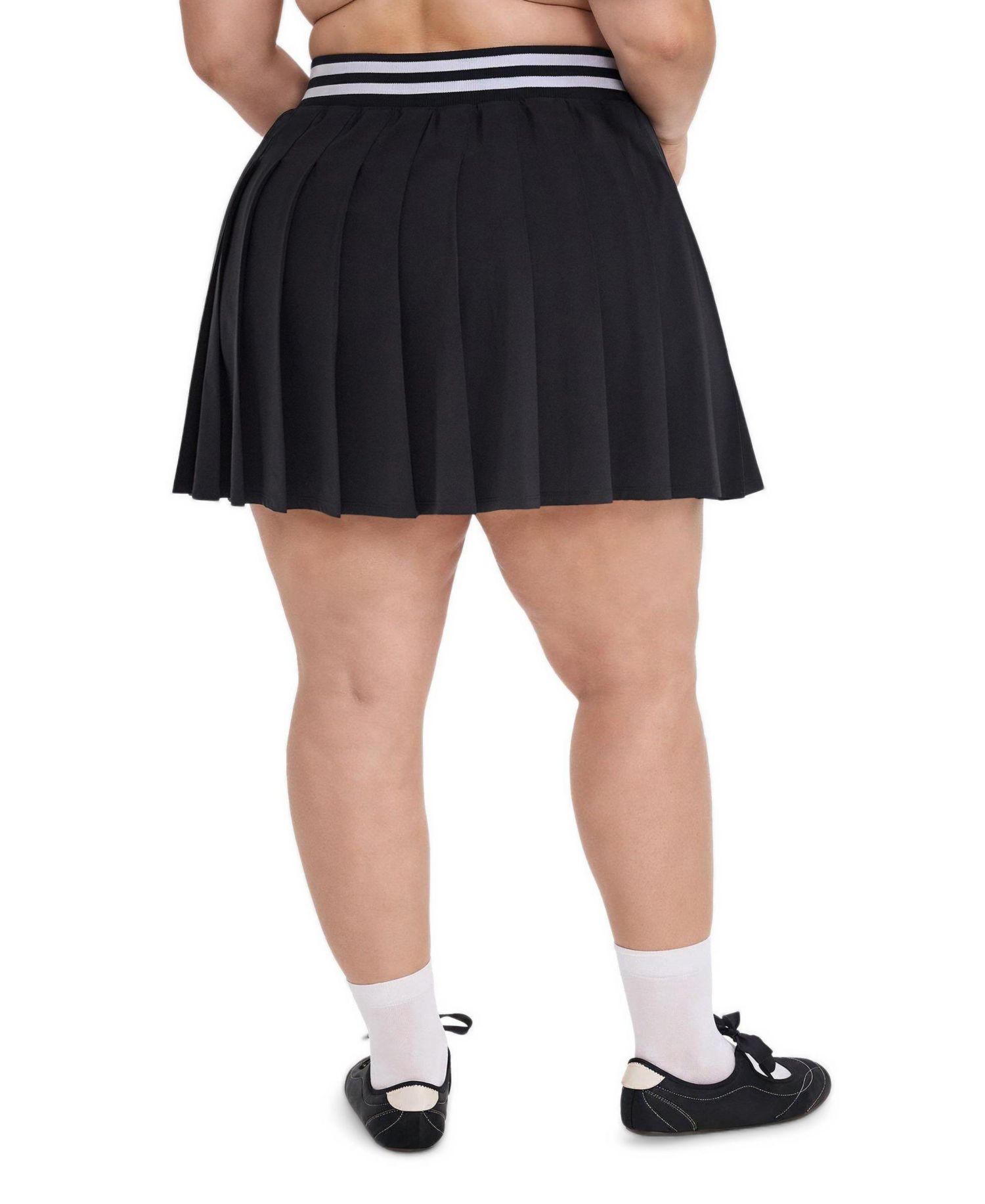 Plus Size TRU Stretch Woven Pleated Active Skirt With Bike Short