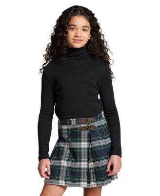 Girls' 4-16 Long-Sleeve Ribbed Cotton-Blend Turtleneck