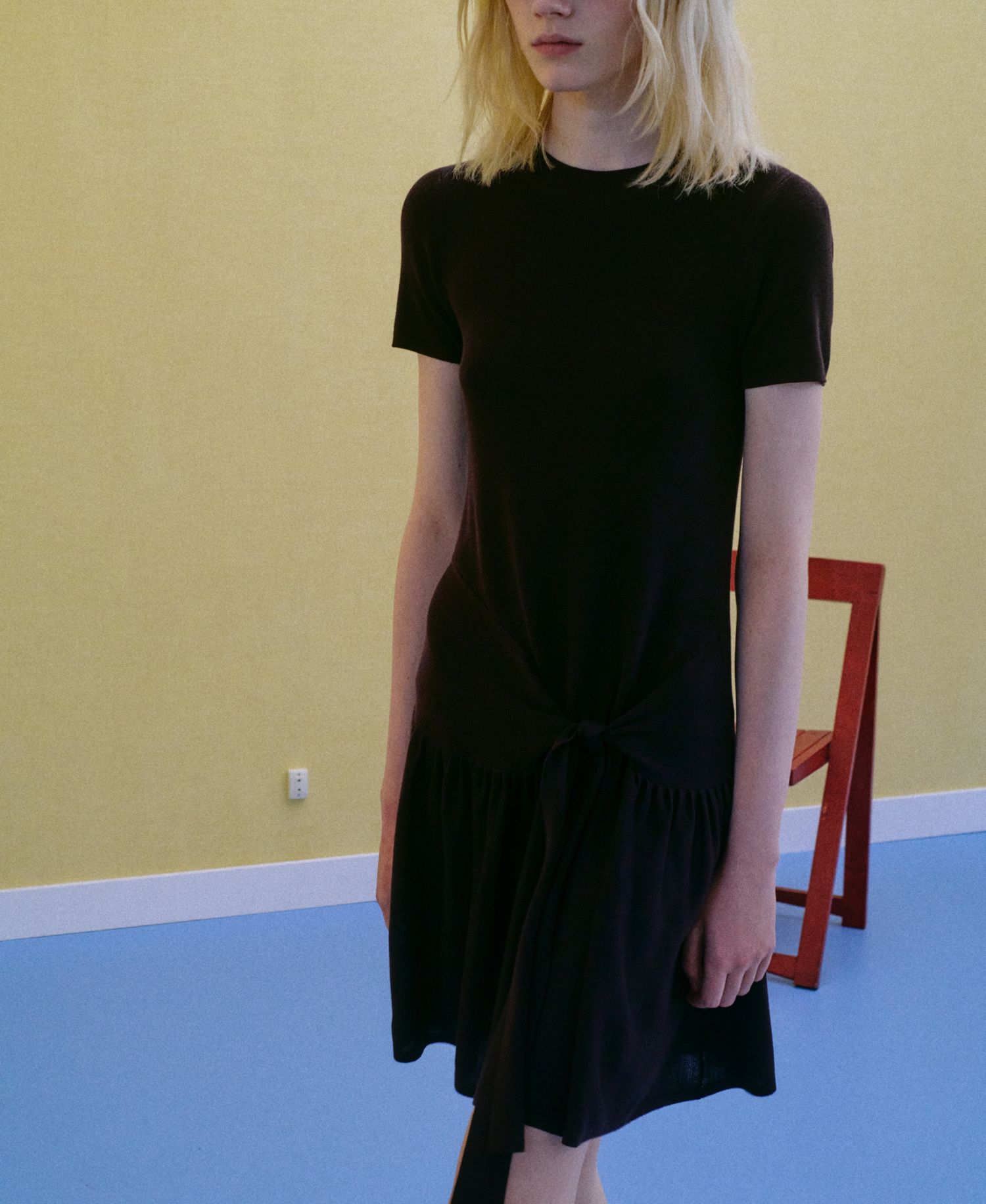 Women's Short-Sleeve A-Line Lace-Up Dress