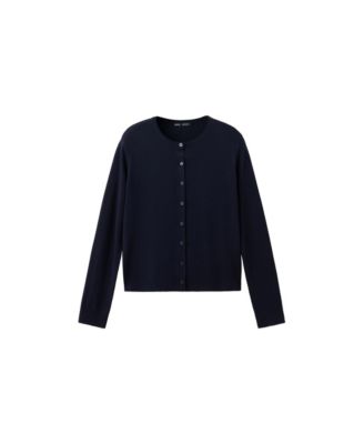 Women's Knitted Button Crew-Neck Cardigan