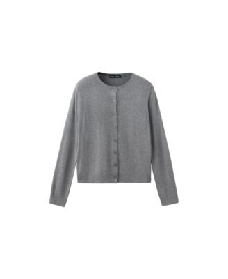 Women's Knitted Button Crew-Neck Cardigan