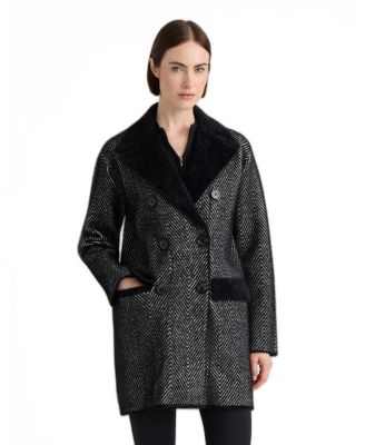 Women's Double-Breasted Herringbone Coat