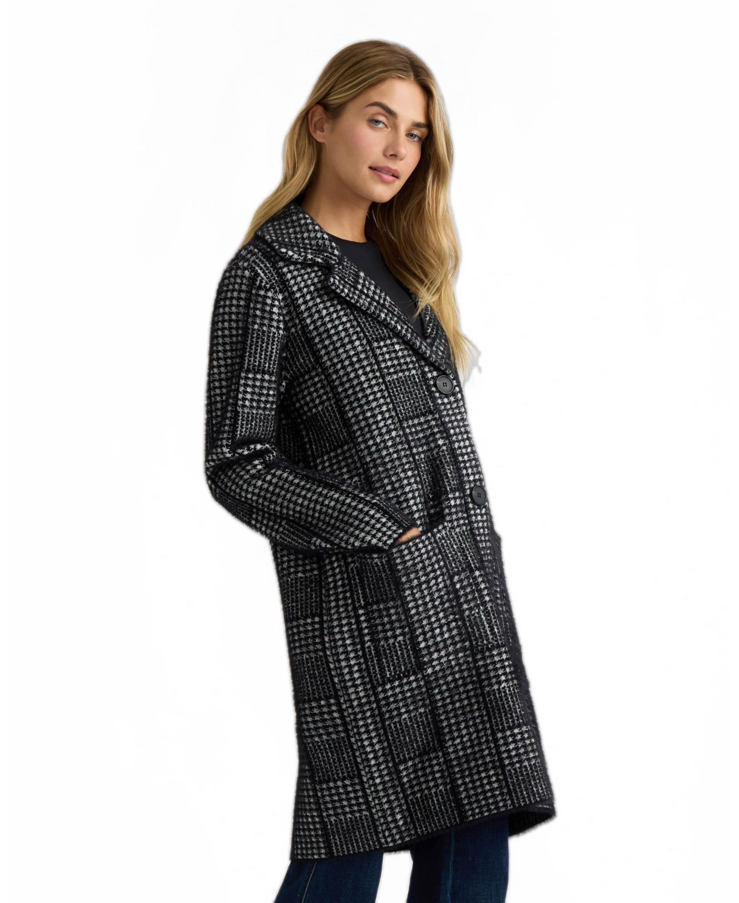 Women's Patterned Notch-Collar Coatigan