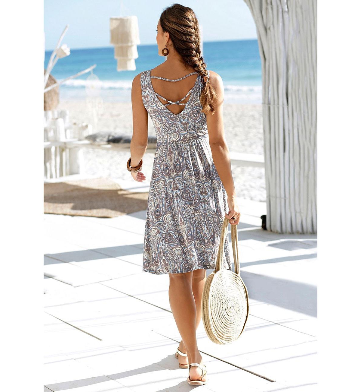 Lascana Women's Viscose Paisley Print Sleeveless Short Dress