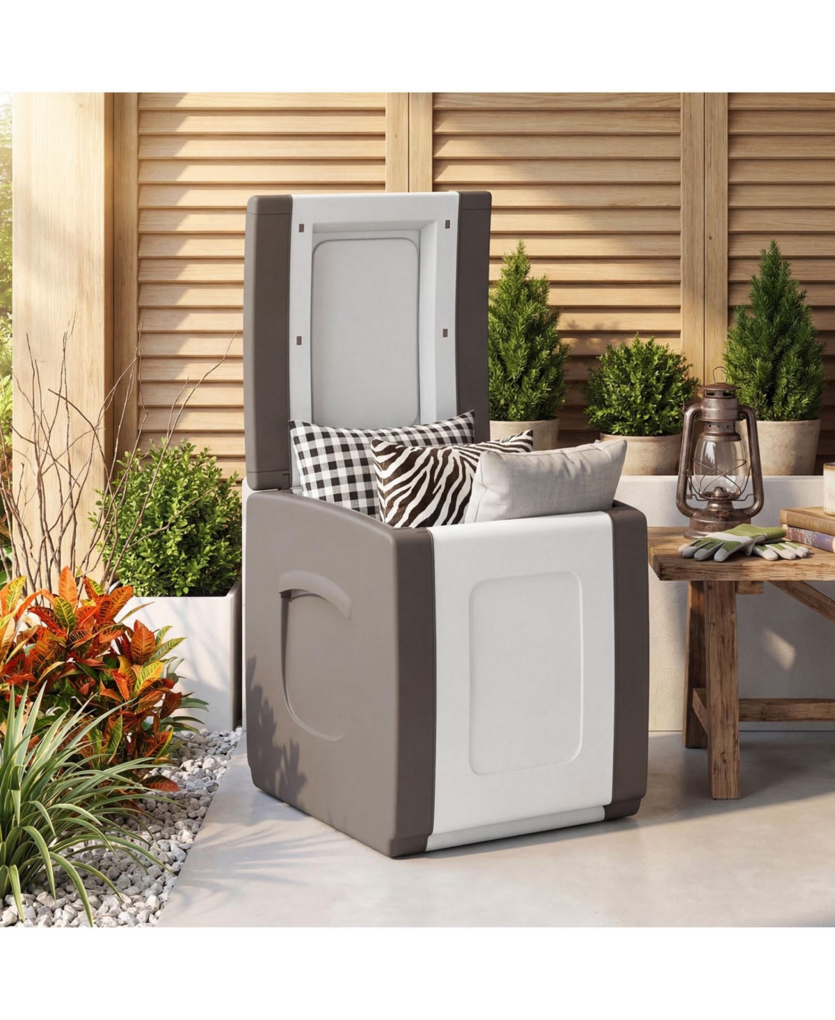 Slickblue Outdoor Deck Box with Lid for Package Storage and Garden Supplies