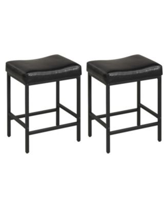 Set of 2 Saddle Seat Counter Height Bar Chairs with Heavy-Duty Metal Frame