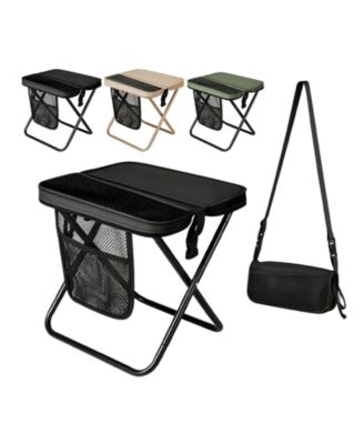 Portable Folding Stool With Side Pockets Lightweight Heavy Duty Outdoor Camping Hiking Fishing Seat