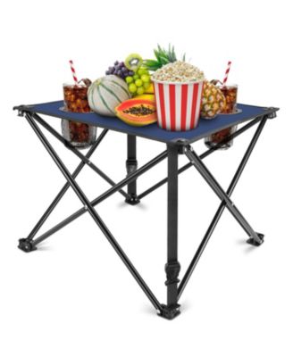 1Piece Foldable Camping Table, Lightweight Travel Desk with 2 Cup Holders and Carrying Bag