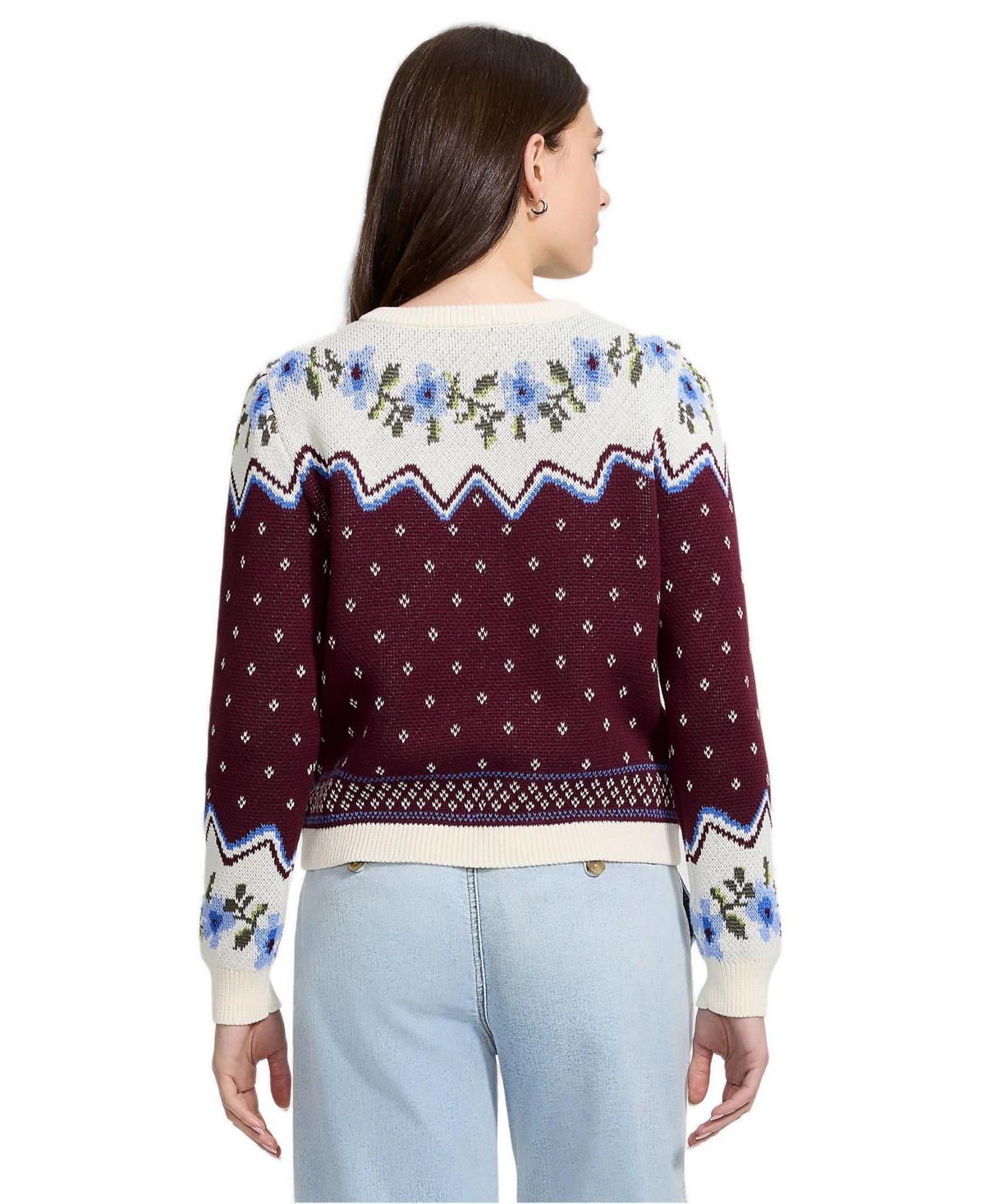 Lands' End Women's Drifter Jacquard Cardigan Sweater