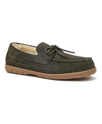 Men's Fuzzy Lined Lace Up Moccasin Slippers