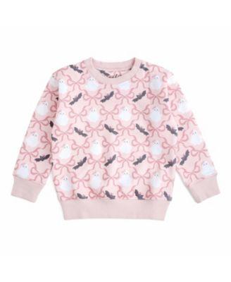 Big Girls 10-12 Bat And Ghost Trellis Halloween Sweatshirt