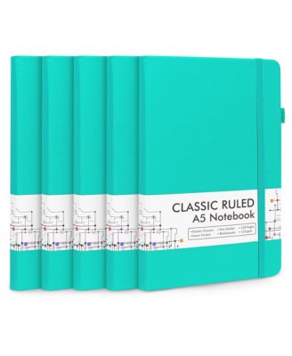 Hardcover Ruled Lined Journals Set with Pen Holder Retractable Pens School Business Supplies
