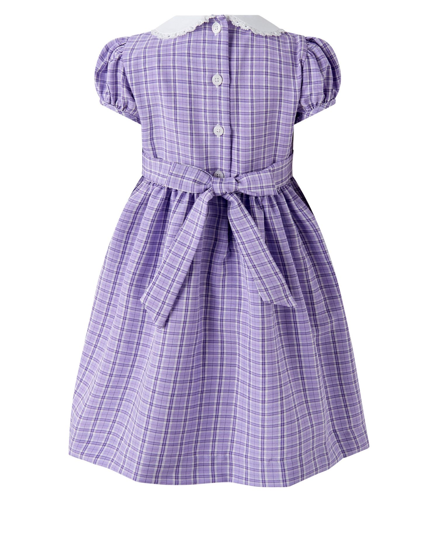Toddler Girls' 2T-5T Puff-Sleeve Peter Pan Collar Check Frill Front Dress
