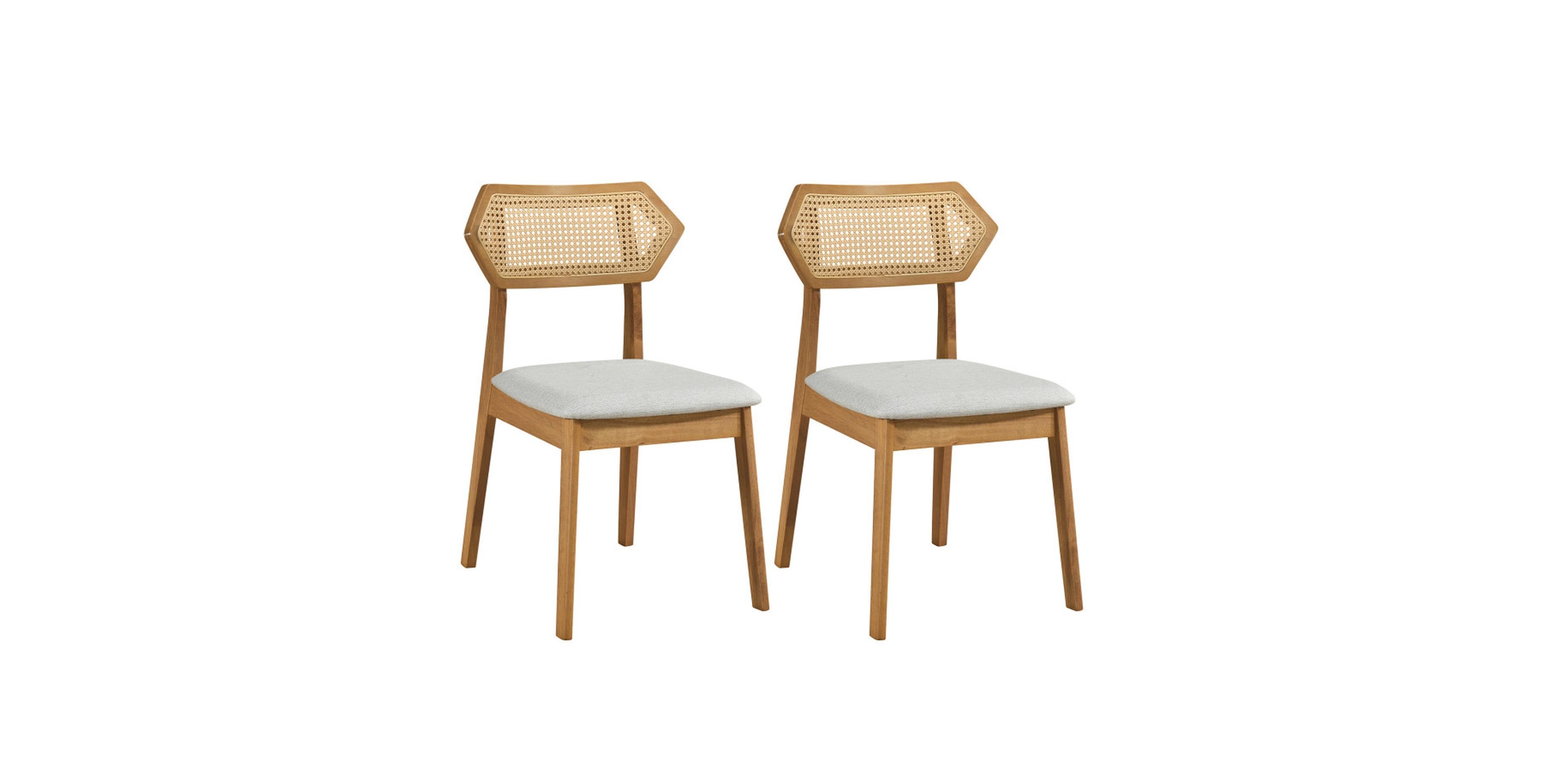 Gouun Mid Century Rattan Dining Chairs Set of 2 with Solid Wood Frame