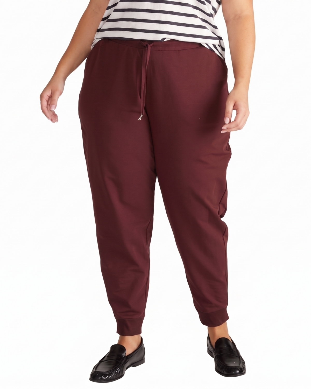 Universal Standard Plus Size Selma French Terry Pull-On Jogger - Black cherry