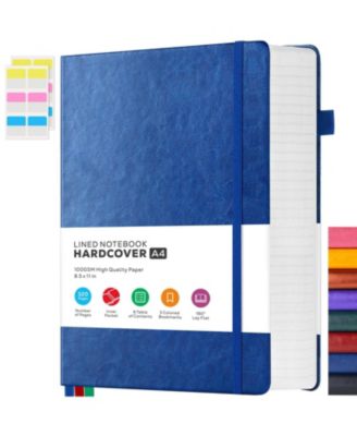 Large Hardcover College Ruled Notebook 320 Pages Faux Leather Journal With Bookmark And Pocket