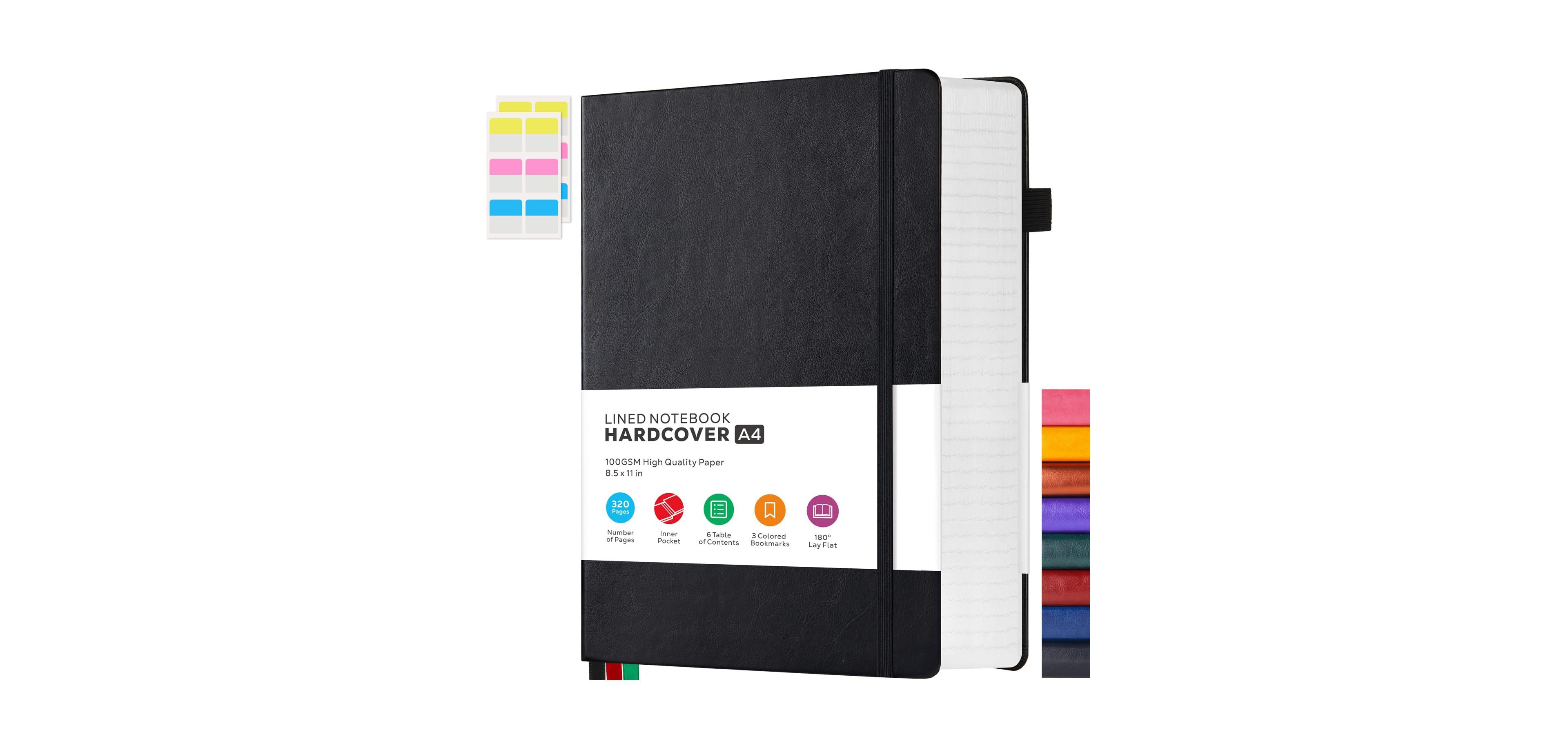 Danrong Large Hardcover College Ruled Notebook 320 Pages Faux Leather Journal With Bookmark And Pocket