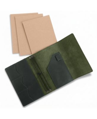 Genuine Leather Refillable Travel Journal Notebook With Card Slots Pen Holder