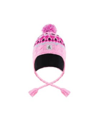 Toddler Girls' Peruvian Knit Pompom Colorblock Hat