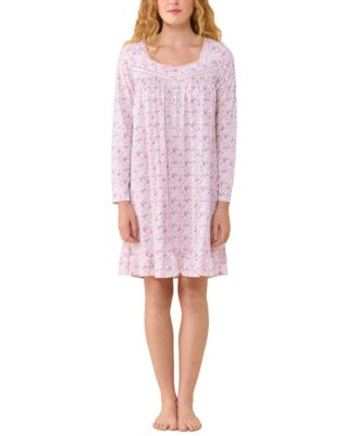 Women's Long-Sleeve Floral-Print Short Nightgown