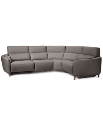 Placido Leather 4-Piece Motion Sectional Sofa
