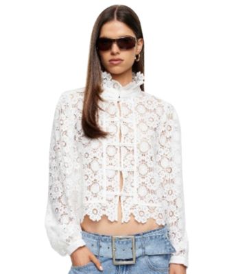 Women's Overtime Ruffle Mock-Neck Blouse