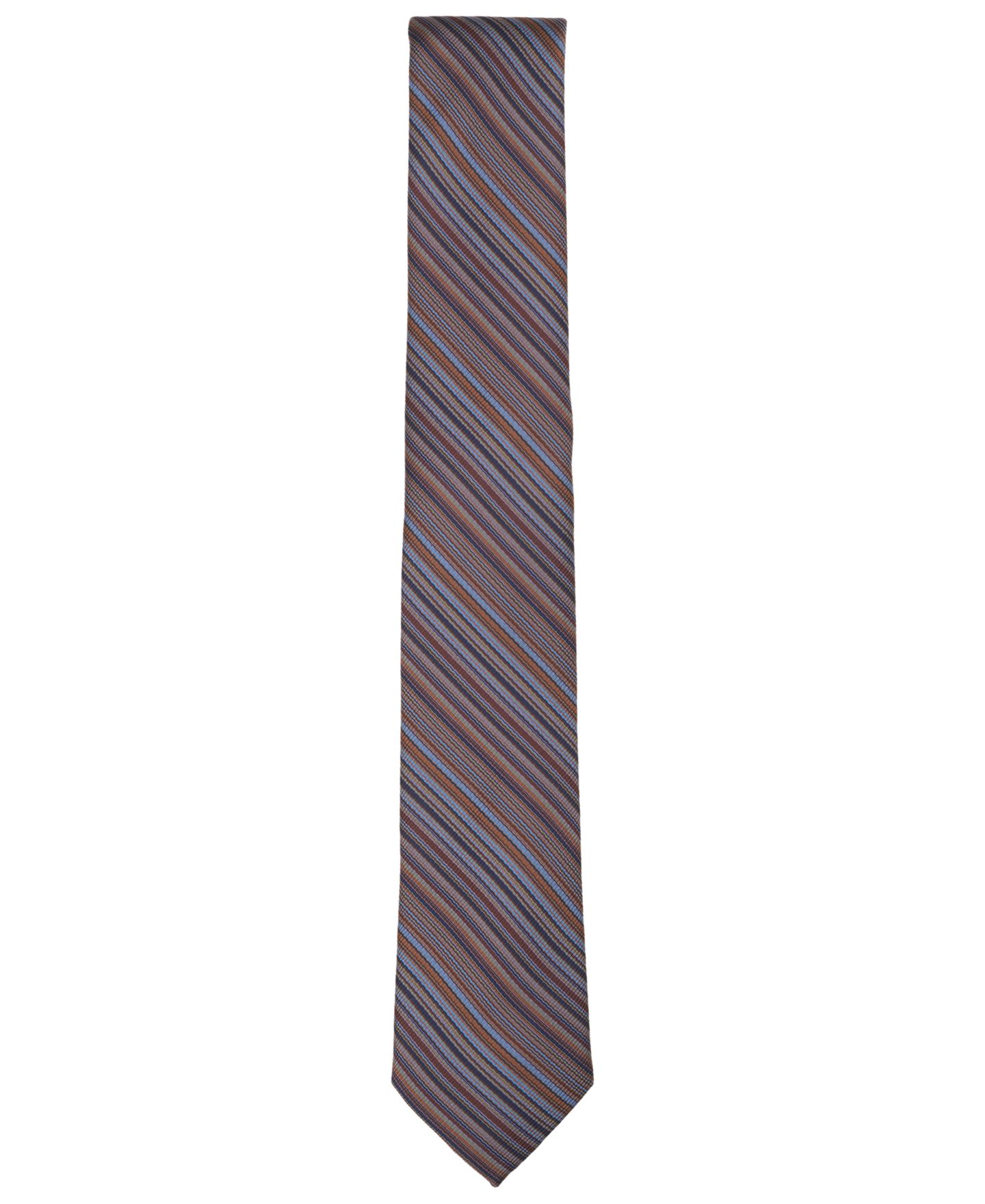 Мужские галстуки Bar III Striped Skinny Tie, цвет: Коричневый — фото 2
