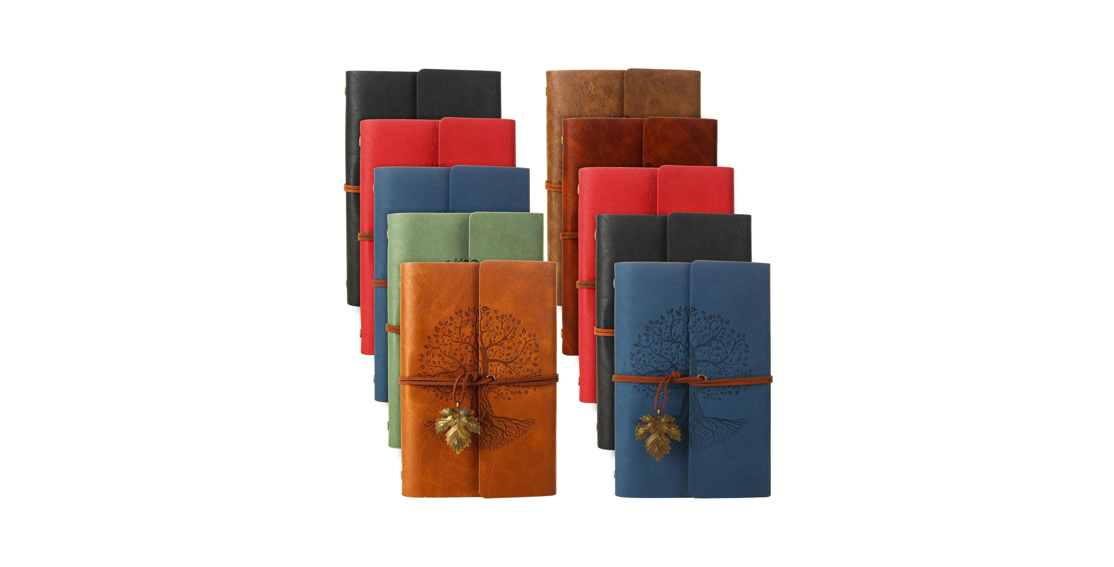 Danrong 10 Pack Pu Leather Journal Notebook Refillable Lined Pages Bulk For Writing Gift