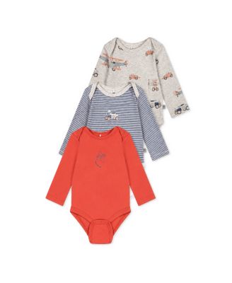 Baby Boys 3M-24M Three Pack Cotton Onesie Beige Printed Airplanes