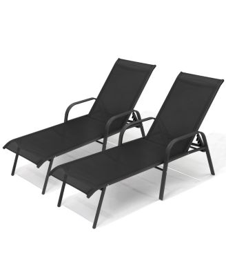 2/4 Pieces Outdoor Adjustable Patio Chaise Lounge Chairs