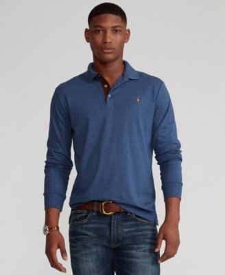 Men's Big & Tall Soft Cotton Long-Sleeve Polo Shirt