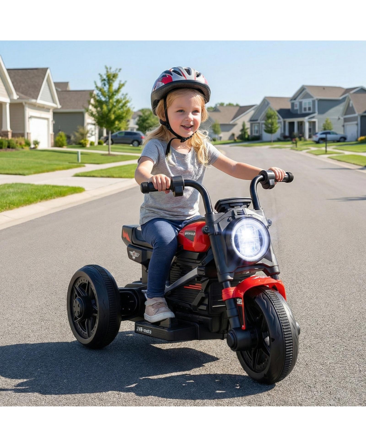 Sugift 6V Toddler Electric Motorcycle 31" 3-Wheel with Led Headlight Ride-On Toy, Ages 3-5