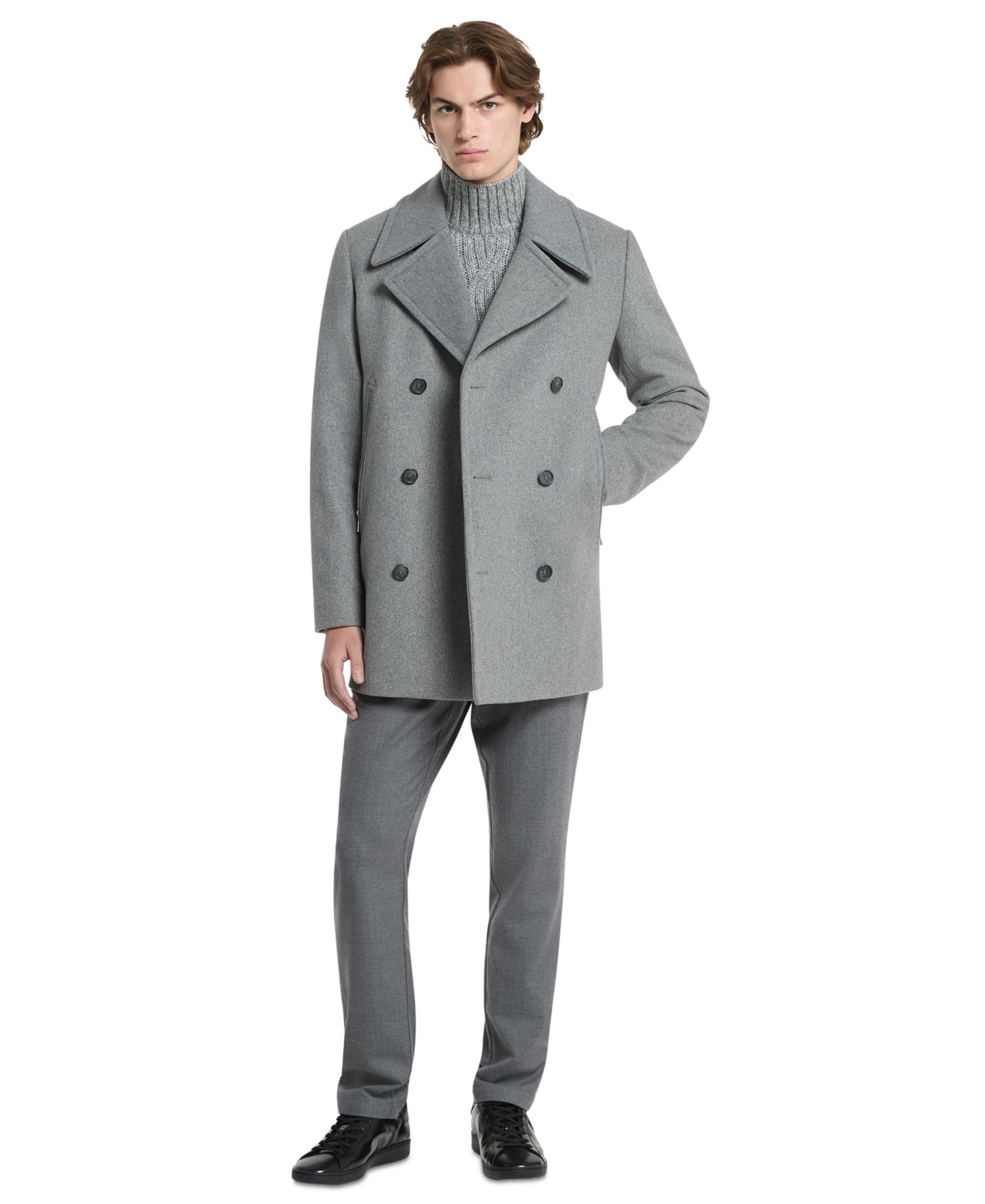 Men's Double-Breasted Wool-Blend Peacoat